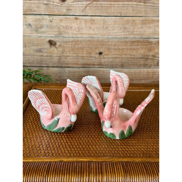 Vintage Coastal Fitz and Floyd Pink Flamingo Porcelain Votive Candle Holders-Set of Three For Sale In Naples, FL - Image 6 of 11