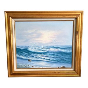 Vintage Signed Coastal Seascape Oil Painting by B. Cromwell, Circa 1970s