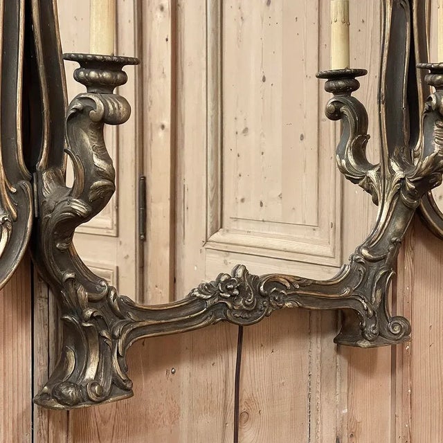 Antique Italian Rococo Tri-Panel Mirror With Lighting For Sale - Image 11 of 12