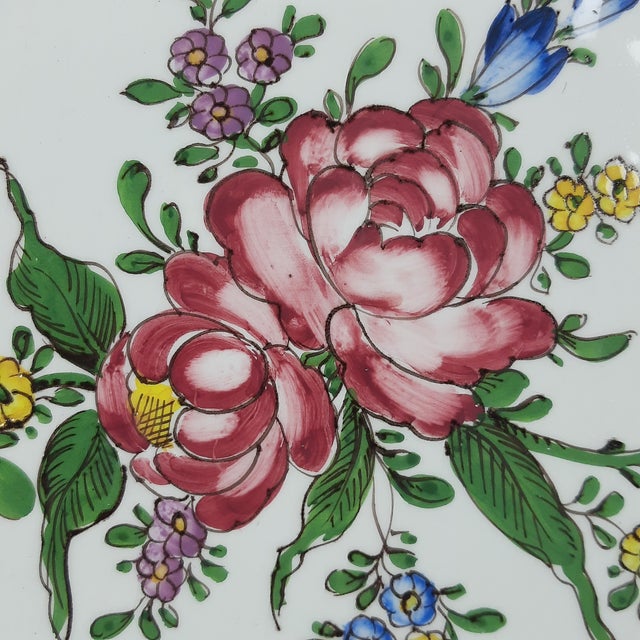 Ceramic Centerpiece with Hand-Painted Flowers from Vecchia Lodi, 1960s For Sale - Image 9 of 15