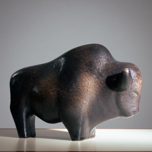 Brown Ceramic Bull Sculpture from Ruschka, 1960s For Sale - Image 8 of 8