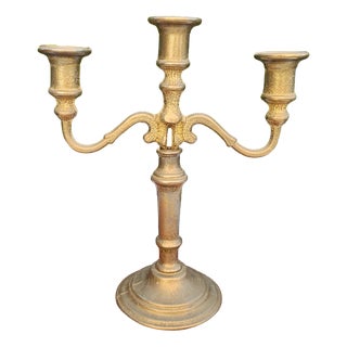 Art Deco Brass Three-Arm Candlestick, 1950s For Sale