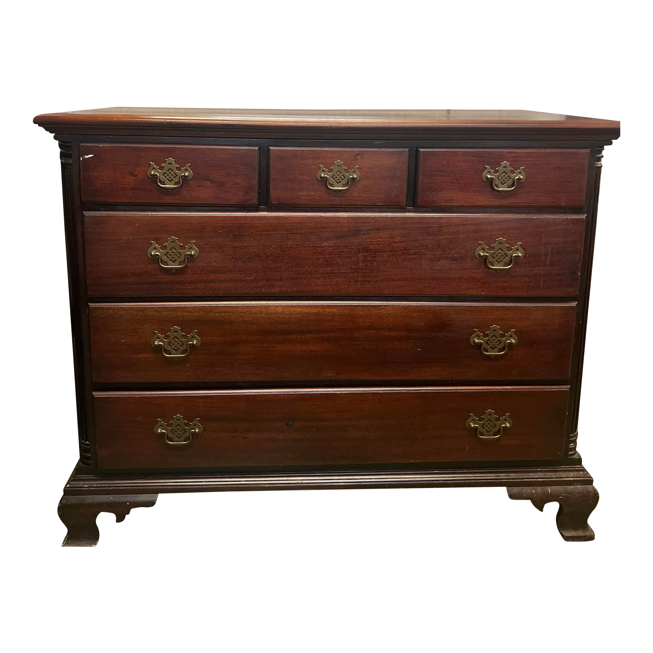 Kling Colonial Furniture Dark Pine Trestle Desk Circa 1960, 40 OFF