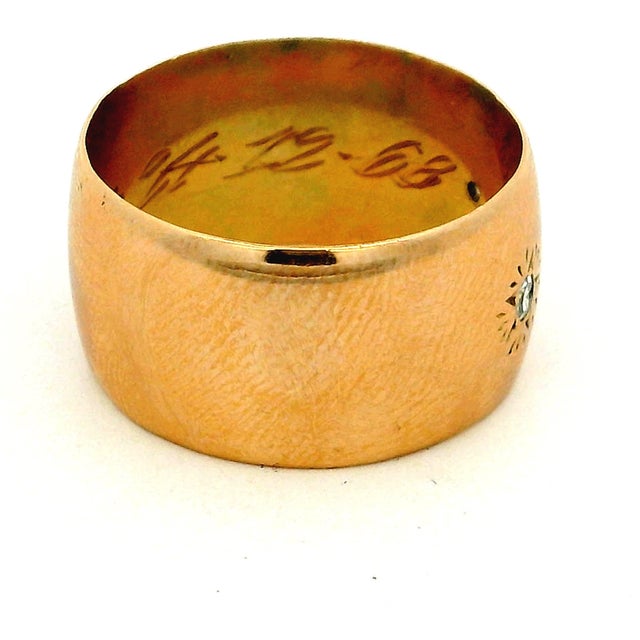 Victorian Antique Victorian 18k Gold Diamond Star-Set Gypsy Cigar Band Ring, Size 8.5 For Sale - Image 3 of 10