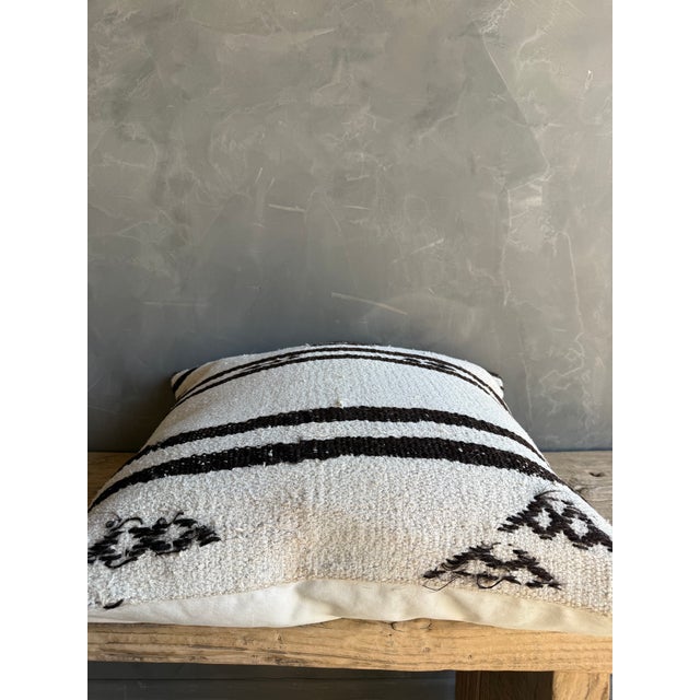 Vintage Turkish Hemp Rug Pillow With Down Insert 24" X 24" For Sale - Image 4 of 7