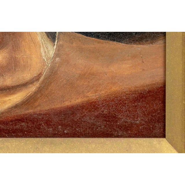 Textile Illegibly Signed Portrait of a Man Oil on Canvas, 1844 For Sale - Image 7 of 10