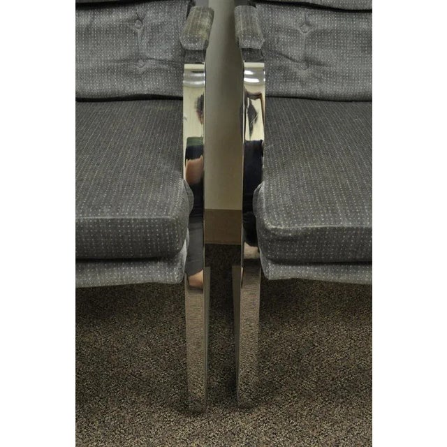 Metal Late 20th Century Mid Century Modern Milo Baughman Style Chrome Steel Cantilever Arm Chairs - Pair For Sale - Image 7 of 12