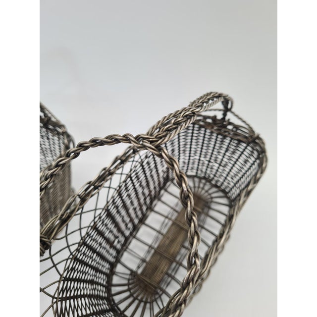 Vintage French Style Metal Wine Baskets or Bottle Holders, 1970s, Set of 2 For Sale - Image 9 of 13