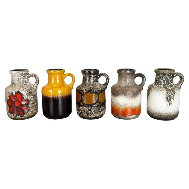 Vintage Pottery Fat Lava Multicolor Vases from Scheurich, Germany, Set of 5 For Sale - Image 18 of 18
