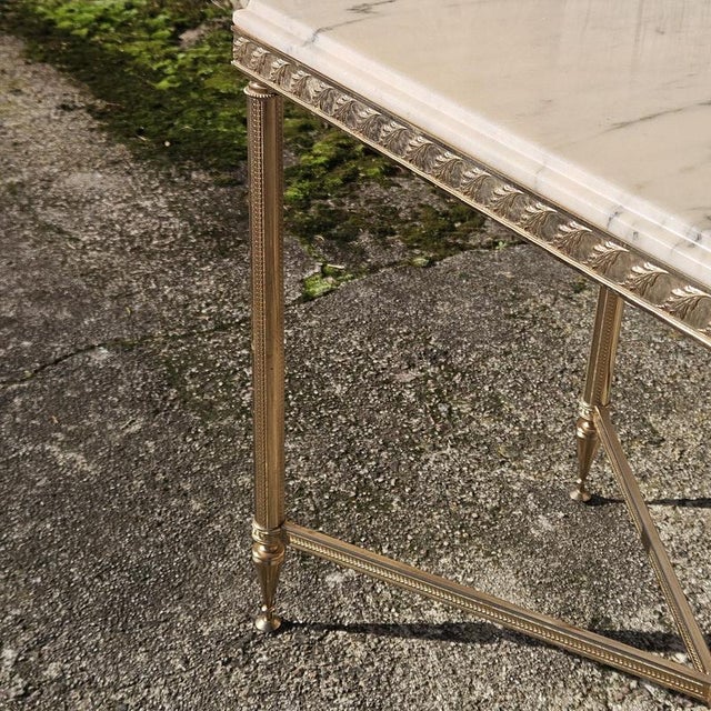 Vintage Neo-Classical French Marble and Brass Coffee Table, 1970s For Sale - Image 12 of 14