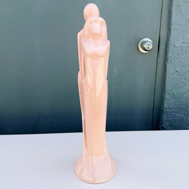 1980s 1980s Royal Haeger "Lovers" Pink Gloss Ceramic Statue For Sale - Image 5 of 6