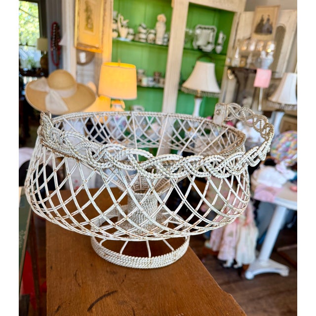 Cream Vintage French Wire Basket For Sale - Image 8 of 11