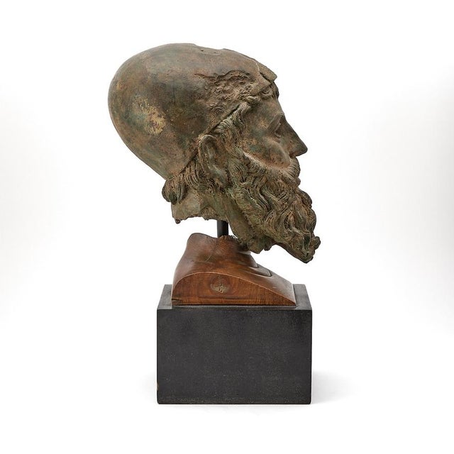 19th Century Grand Tour Patinated Bronze Head of a Classical Bearded Deity, Poseidon For Sale - Image 9 of 10