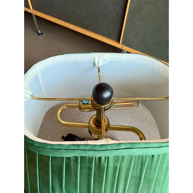 Vintage Mario Buatta Frederick Cooper Bronze Bulldog Lamp Original Green Shade For Sale - Image 9 of 16