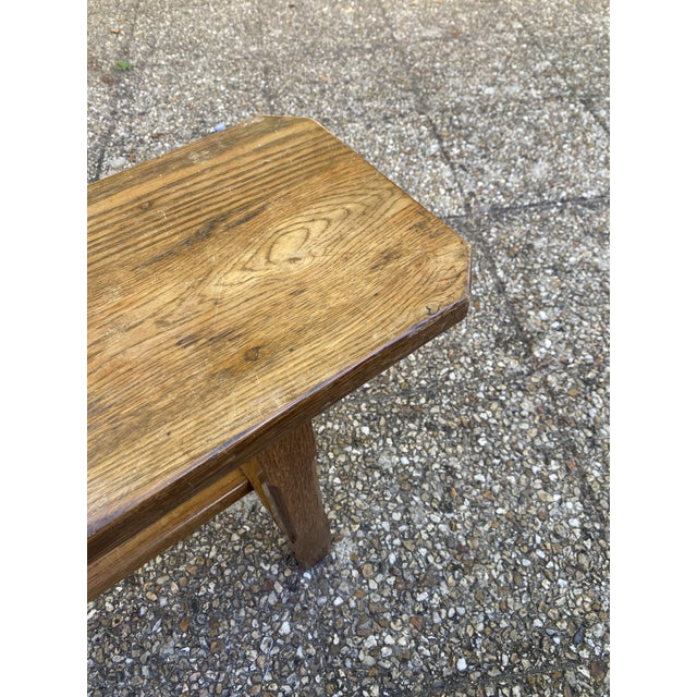 Brown Rustic Oak Farmhouse Bench, 1950s For Sale - Image 8 of 18