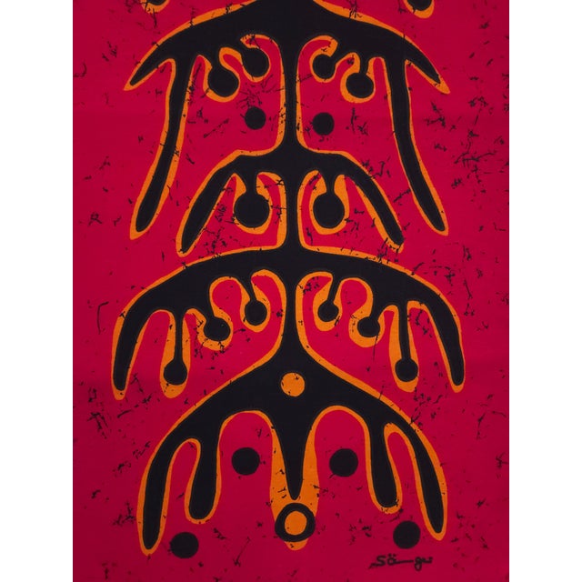 Mid-century screen-printed wall hanging. Signed by the german artist Traute Sänger Unused, very rare find in this...