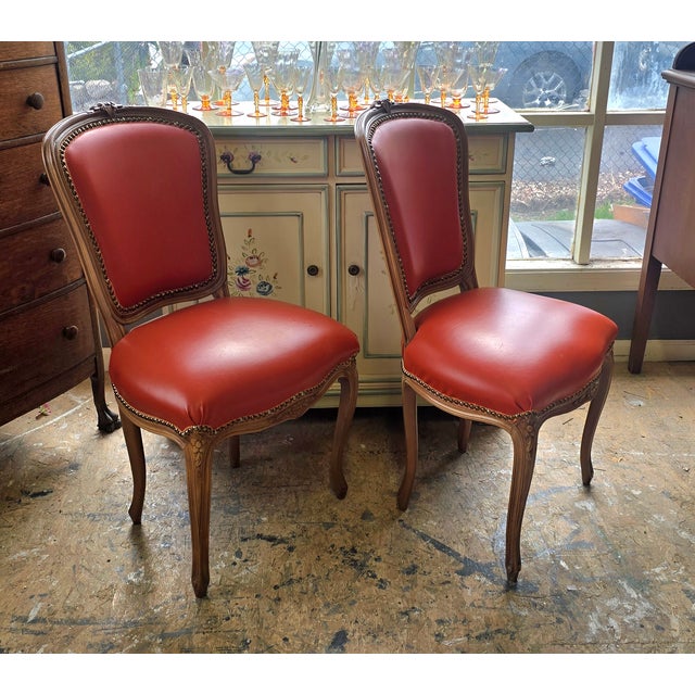 Vintage French Side Chairs a Pair For Sale - Image 10 of 12