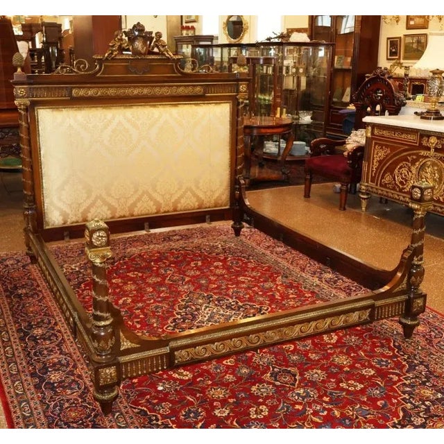 Late 19th Century 19th Century French Louis XV Style Bronze Mounted Mahogany European King Bed For Sale - Image 5 of 17