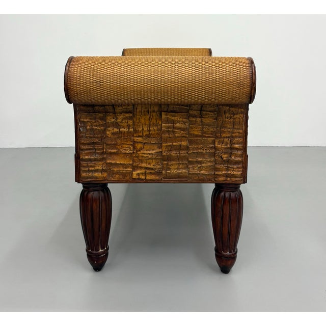 Chocolate Vintage Pulaski Scroll Arm Bench For Sale - Image 8 of 9