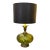 1960s Green Pressed Glass and Brass Finish Lamp Custom Foil Shade For Sale