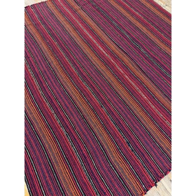 1950s Mid-Century Modern Multicolor Stripe Turkish DecorativeKilim Flatweave Small Rug For Sale - Image 5 of 6