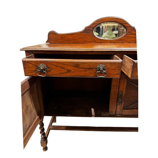 Wood 1980s Oak Sideboard Buffet For Sale - Image 7 of 7