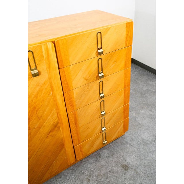 Mid Century Danish Modern Highboy Dresser Cabinet 6 Drawers Blonde Canadian MCM For Sale In Sacramento - Image 6 of 12