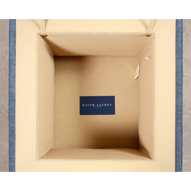 Ralph Lauren 'Florence' Storage Ottoman in Damask Blue Linen For Sale - Image 10 of 18