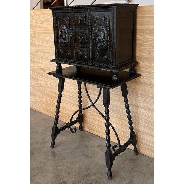 20th Century Spanish Baroque Style Cabinet on Stand, Bargueno or Varqueno For Sale - Image 17 of 18