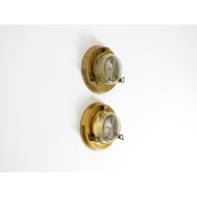 Large Maritime Ship Wall Lamps in Brass and Glass, 1950s, Set of 2 For Sale - Image 4 of 18