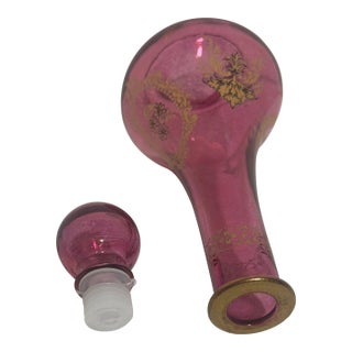 Italian or Bohemian Cranberry Glass Perfume Bottle For Sale