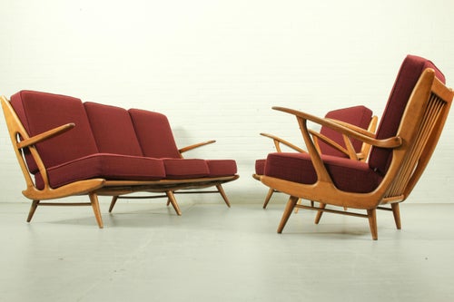 Vintage Sofa and Lounge Chairs, 1960s, Set of 3 Lounge Chairs