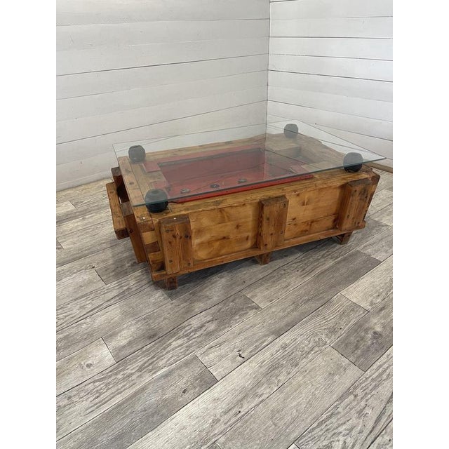 Brown Vintage Coffee Table with Glass, 1920s For Sale - Image 8 of 11