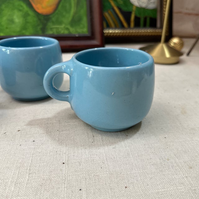 1970s Frankoma Blue Ceramic Mugs- Set of 3 For Sale In Atlanta - Image 6 of 8