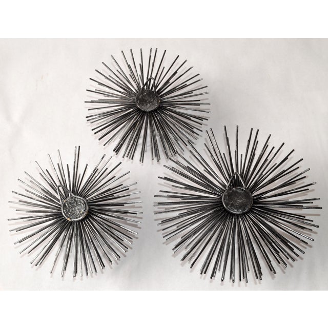 Set of 3 Vintage Curtis Jeré Style Silver Finish Starburst Sputnik Pom Pom Sea Urchin Wall Sculptures For Sale - Image 11 of 13