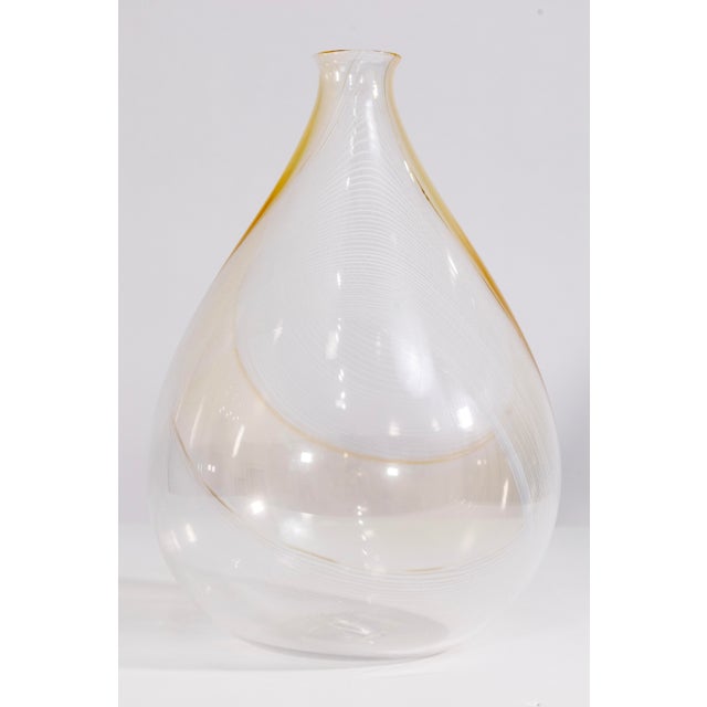 2000 - 2009 Jeff Mack - Untitled (Yellow Swirl), 2000s Signed Handblown Clear Glass Vessel For Sale - Image 5 of 5