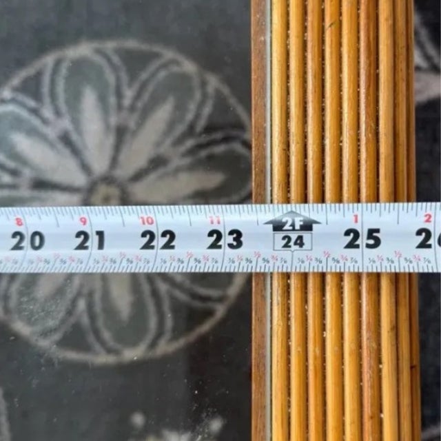 1960s Mid-Century Pencil Reed Rattan Side Table With Glass Top For Sale - Image 9 of 10