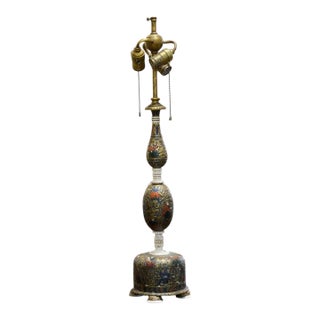 Renaissance Revival Enameled Bronze and Ivory Table Lamp by e.f. Caldwell For Sale
