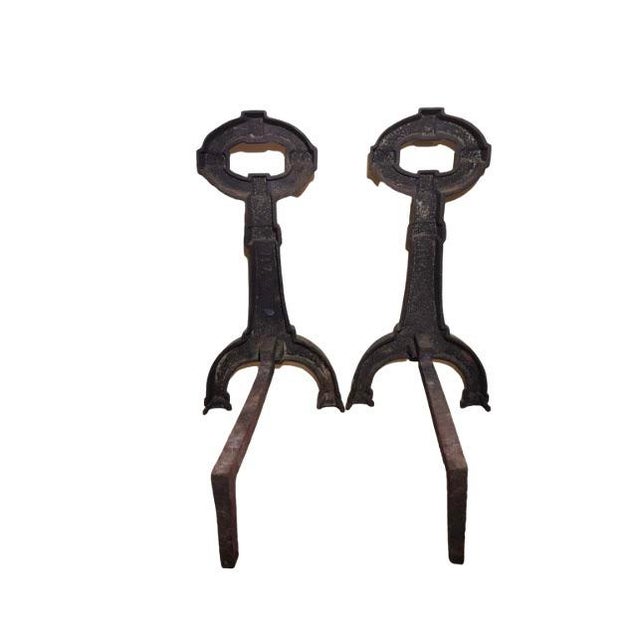 Mission Arts & Crafts pair of Antique andirons with natural patina.