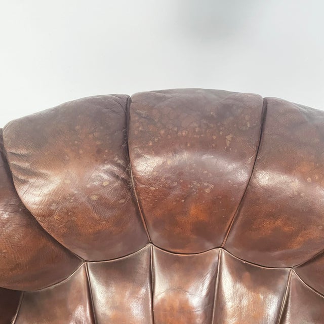 Italian Art Deco Brown Leather Lounge chairs by Saracchi, 1930s, Set of 2 For Sale - Image 9 of 18
