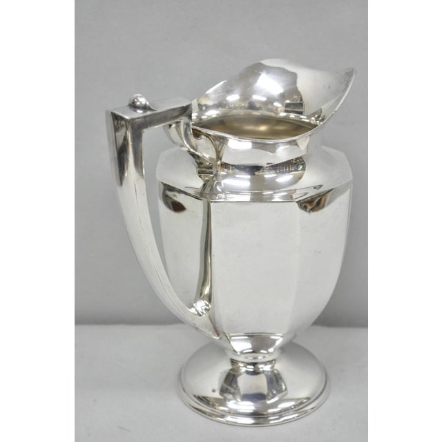Art Deco Vintage Art Deco Silver Plated Octagonal Faceted Water Pitcher by Homan Plate For Sale - Image 3 of 16