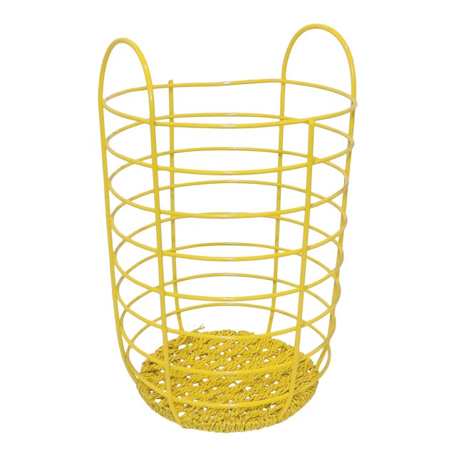 20th Century Abstract Yellow Metal Basket Chairish