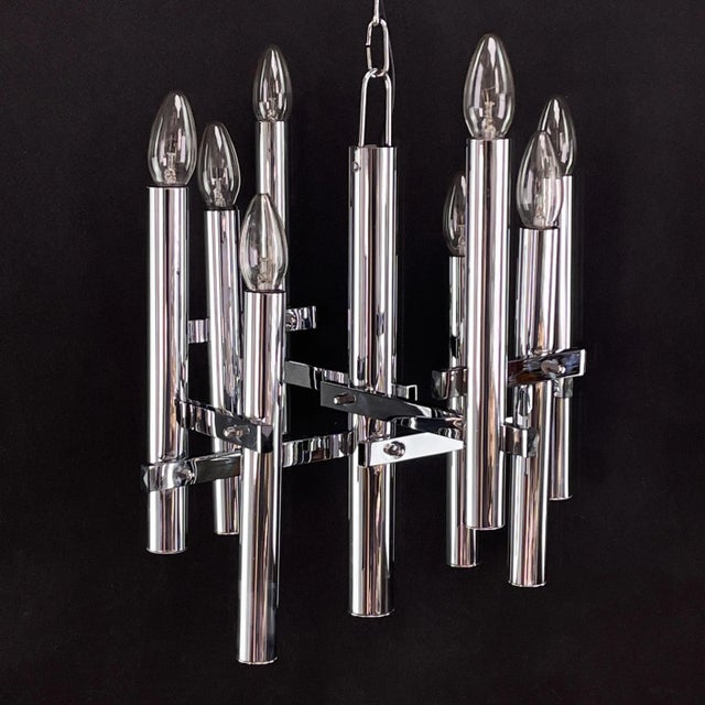 Gaetano Sciolari Chrome Ceiling Lamp attributed to Gaetano Sciolari for Boulanger, 1970s For Sale - Image 4 of 10