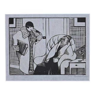Hermann-Paul - the Old Woman - Original Woodcut Print - 1925 For Sale