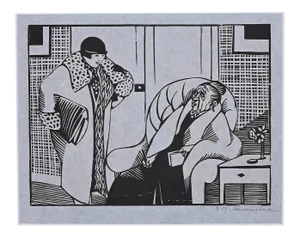 Hermann-Paul - the Old Woman - Original Woodcut Print - 1925