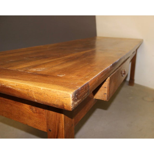Wood Antique Farmhouse Table in Walnut, 1800s For Sale - Image 7 of 14