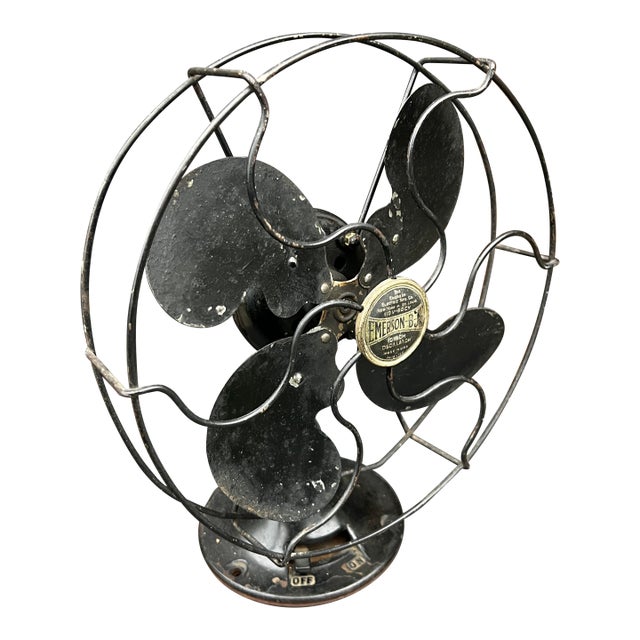 Vintage Emerson B Jr Oscillating Black Metal Desk Fan For Sale