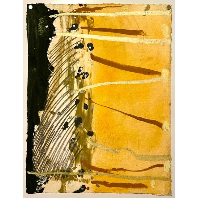 Stanley Boxer, Stanley Boxer Mixed Media Abstract Expressionist Painting on Paper, Gold, 1987 For Sale