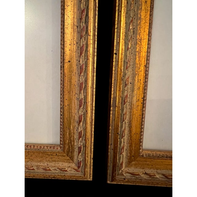 Pair Vintage Italian Red Bole Gold Gilt Wood,Easel Back Picture Frames Under Glass For Sale - Image 9 of 15