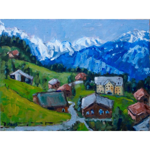 "Swiss Alps, Switzerland" Contemporary Landscape Oil Painting For Sale